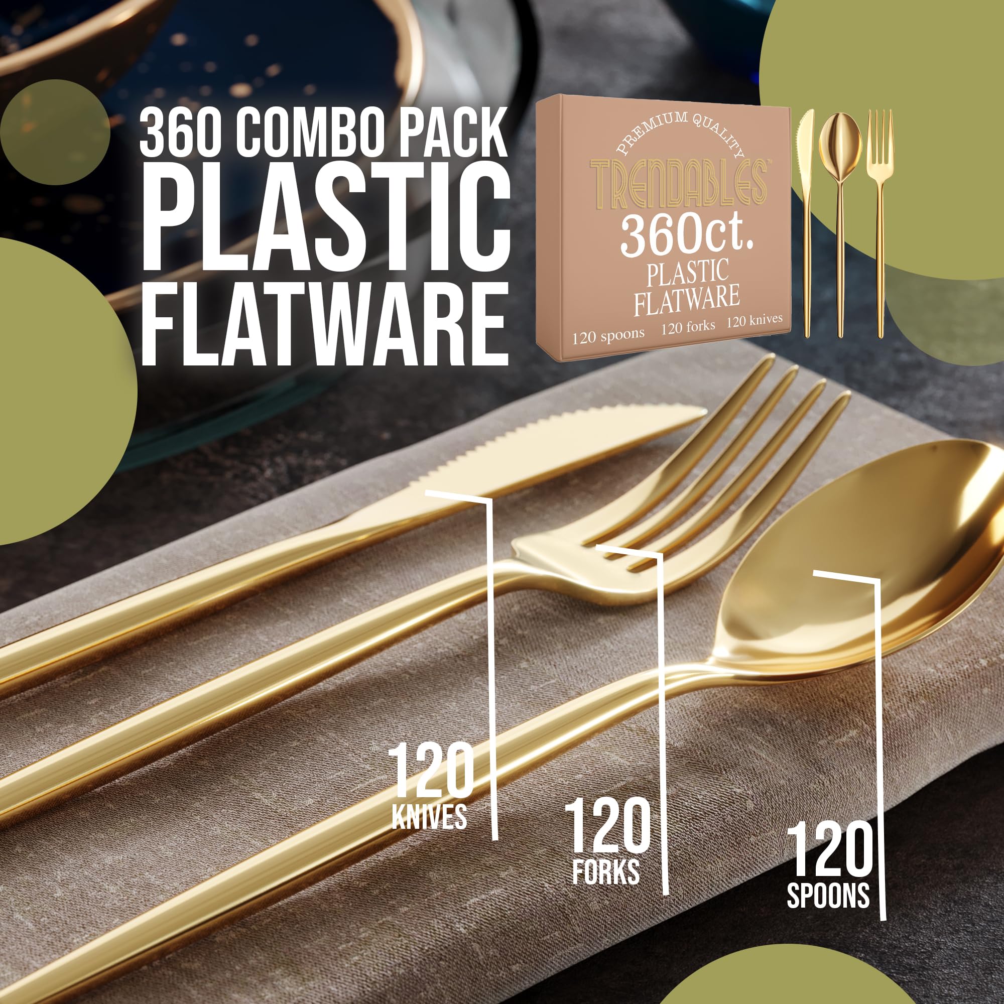 Trendables Gloss Gold Cutlery Combo | 360 Count