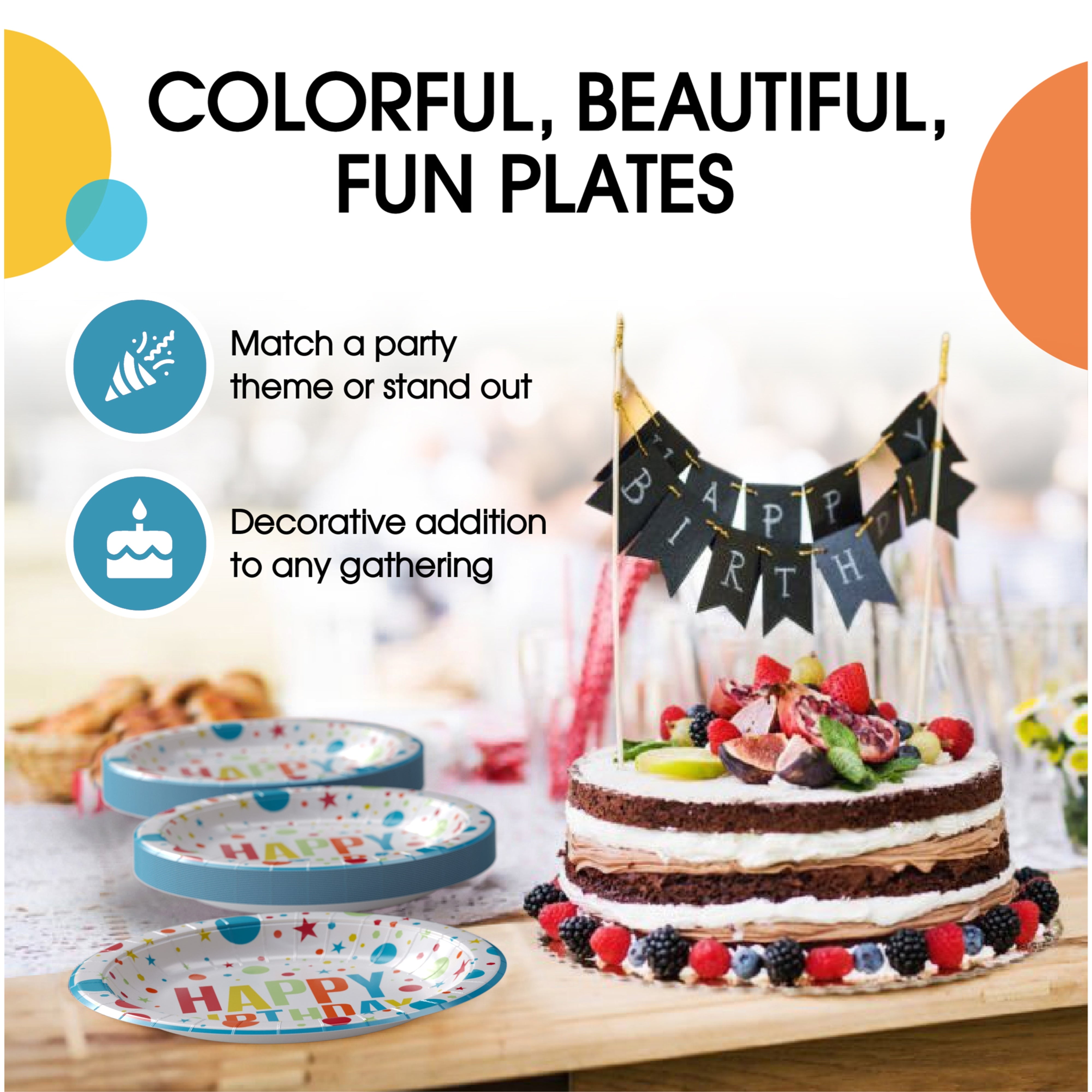 9 & 7 Inch. Birthday Print Paper Plates Combo - 200 Pack (100 of each)