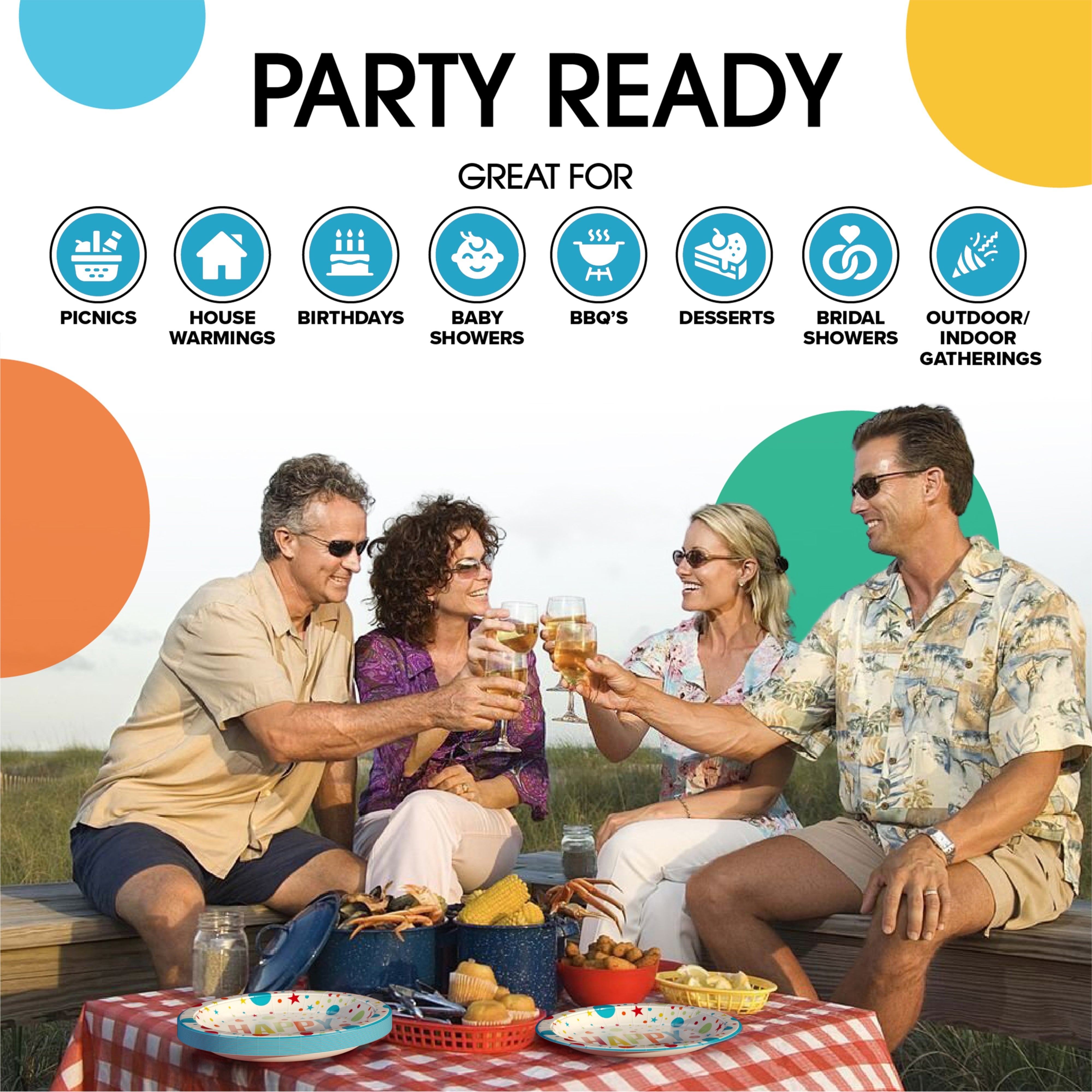 9 & 7 Inch. Birthday Print Paper Plates Combo - 200 Pack (100 of each)