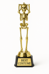 "Best Costume" Skeleton Trophy, Gold, 9.5-in for Halloween
