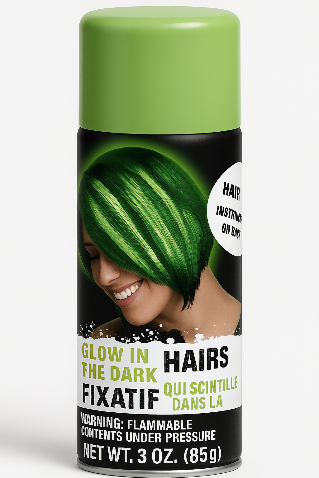 Festive Green Hair Spray - Vibrant Team Spirit Shine, 3 oz