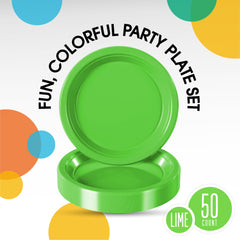 PMA - 7 In. Lime Green Plastic Plates - 50 Ct.