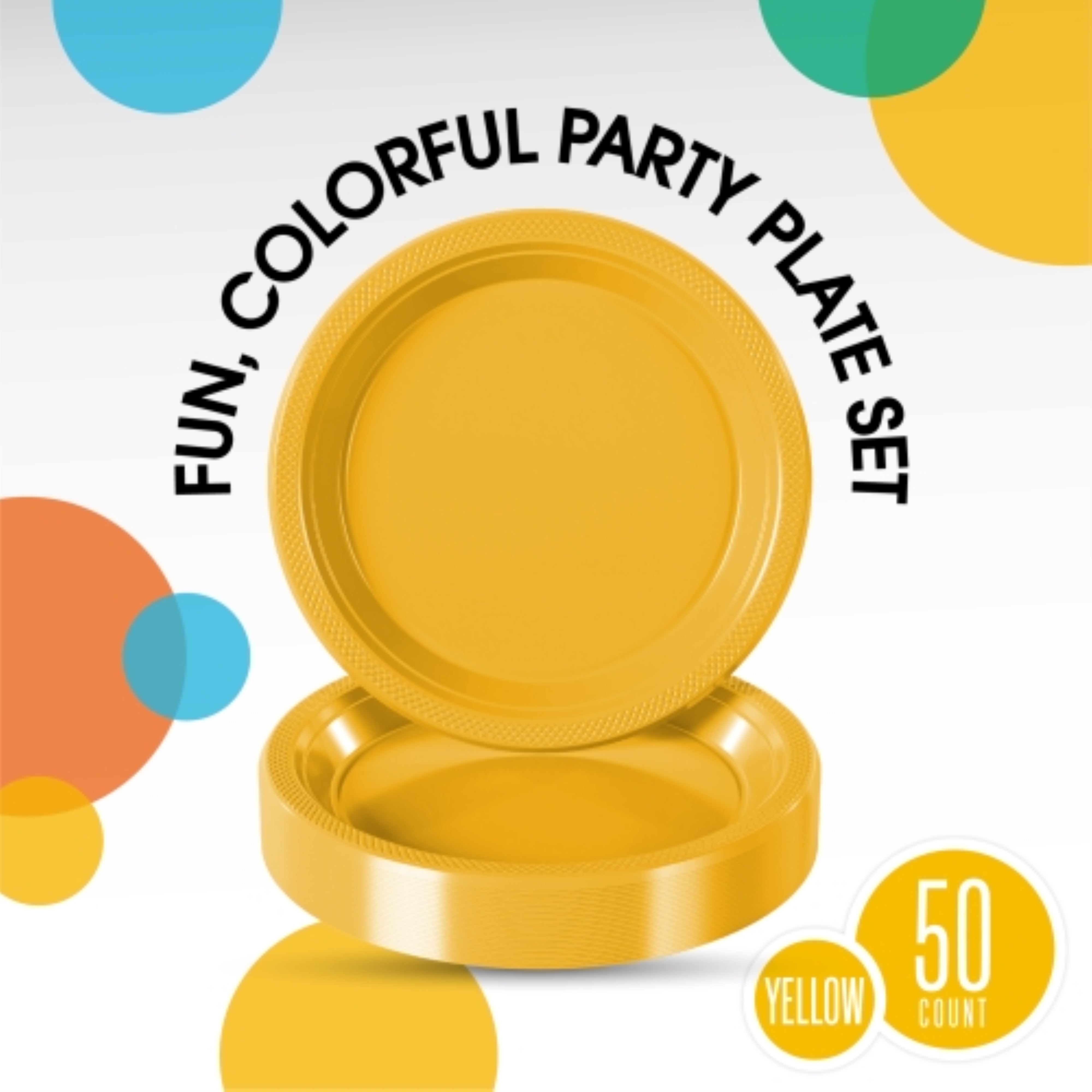 PMA - 9 In. Yellow Plastic Plates - 50 Ct.