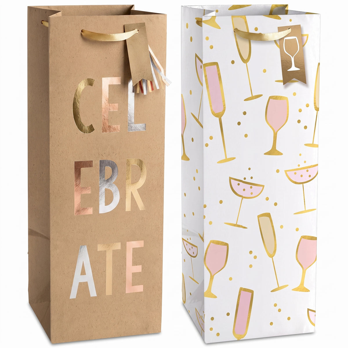 Celebrate Wine Bottle Gift Bags - 2 Pack