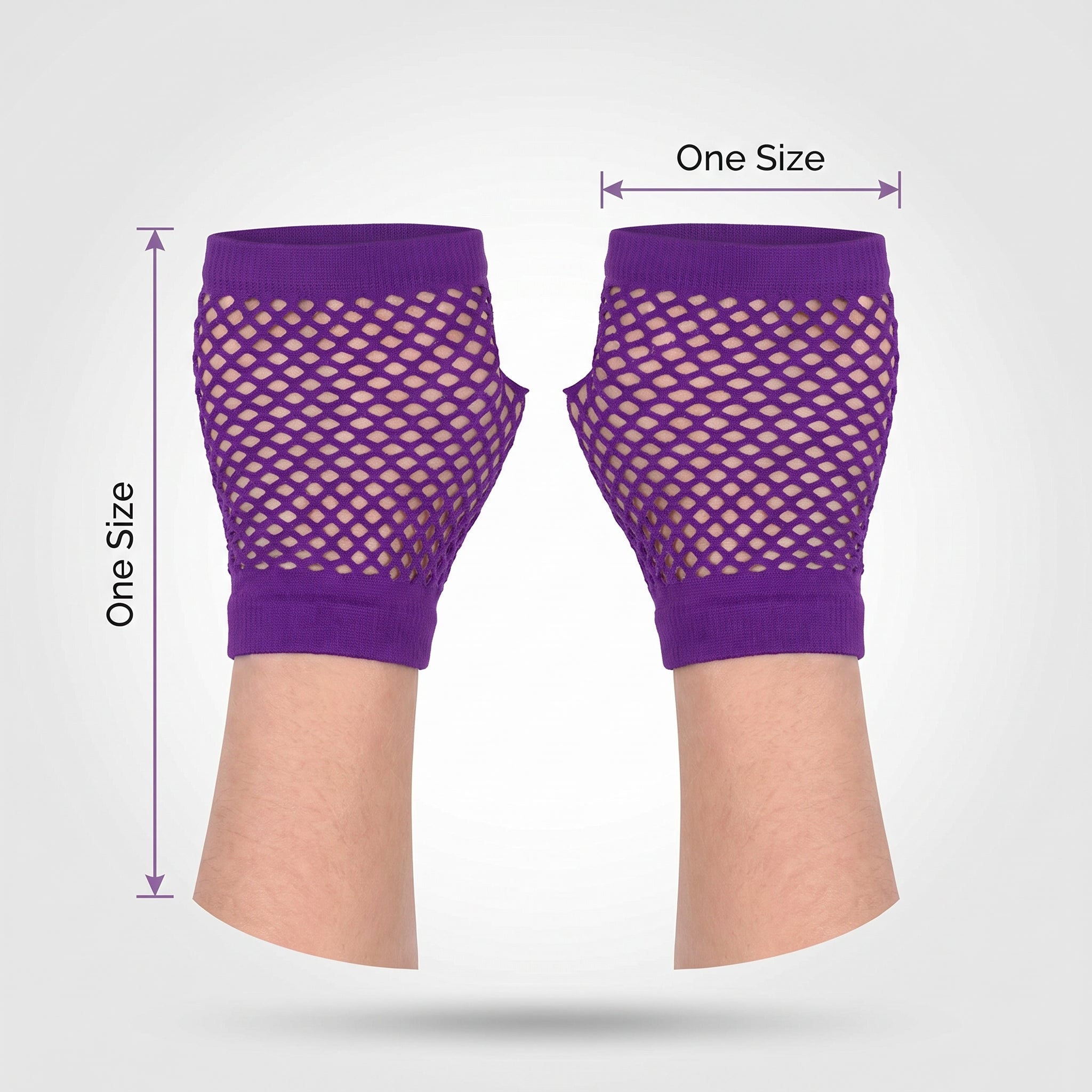 Purple Fishnet Short Gloves