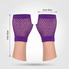 Purple Fishnet Short Gloves