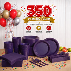 350 Pcs Navy Blue Disposable Tableware Set