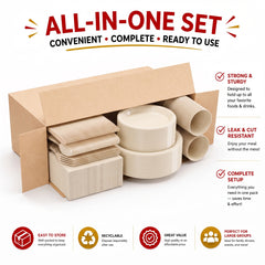 350 Pcs Ivory Plastic Disposable Tableware Set