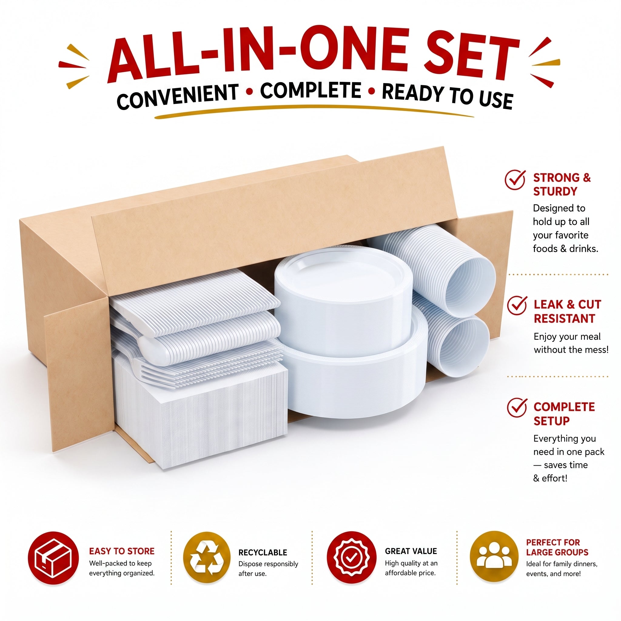 Solid Color Tableware Combo | White