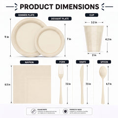350 Pcs Ivory Plastic Disposable Tableware Set
