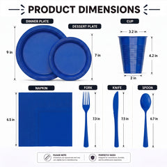 350 Pcs Dark Blue Plastic Disposable Tableware Set