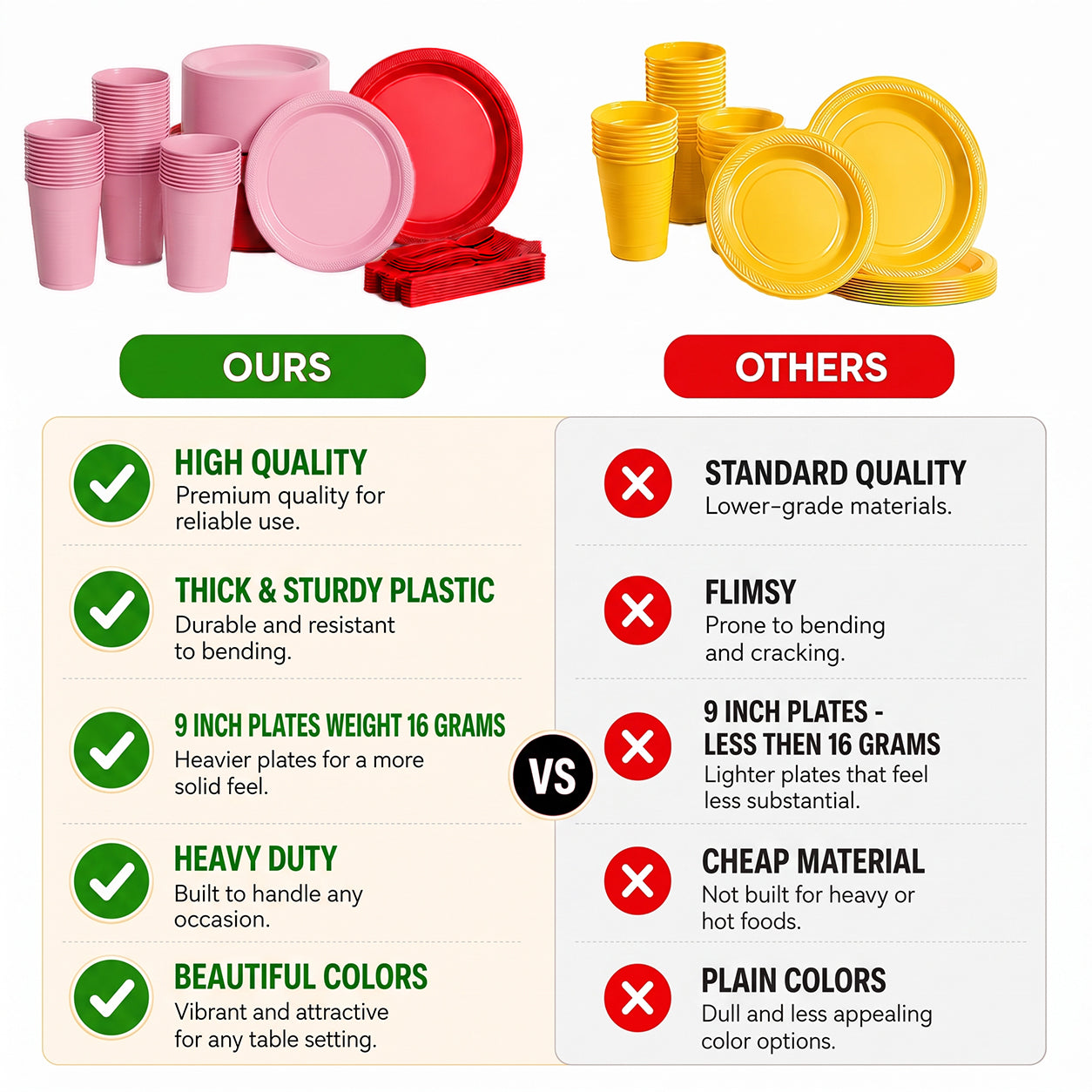 350 Pcs Valentines Day Plastic Disposable Tableware Set