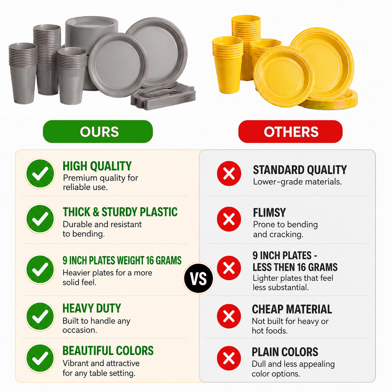 350 Solid Color Tableware Combo | silver