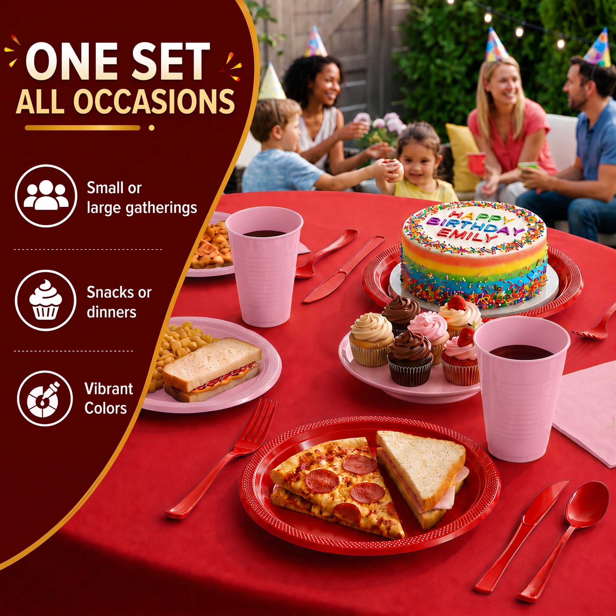 350 Pcs Valentines Day Plastic Disposable Tableware Set