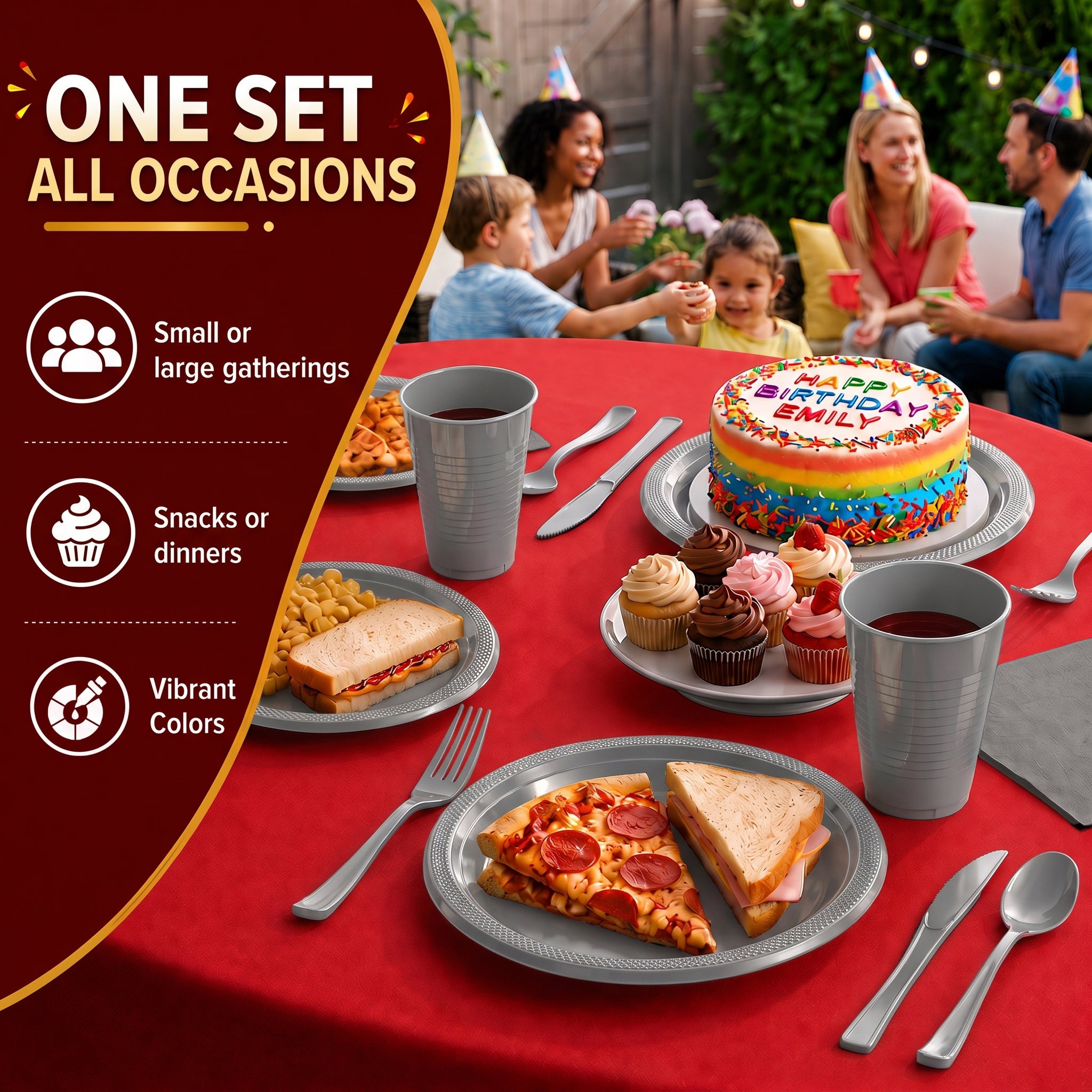 350 Solid Color Tableware Combo | silver