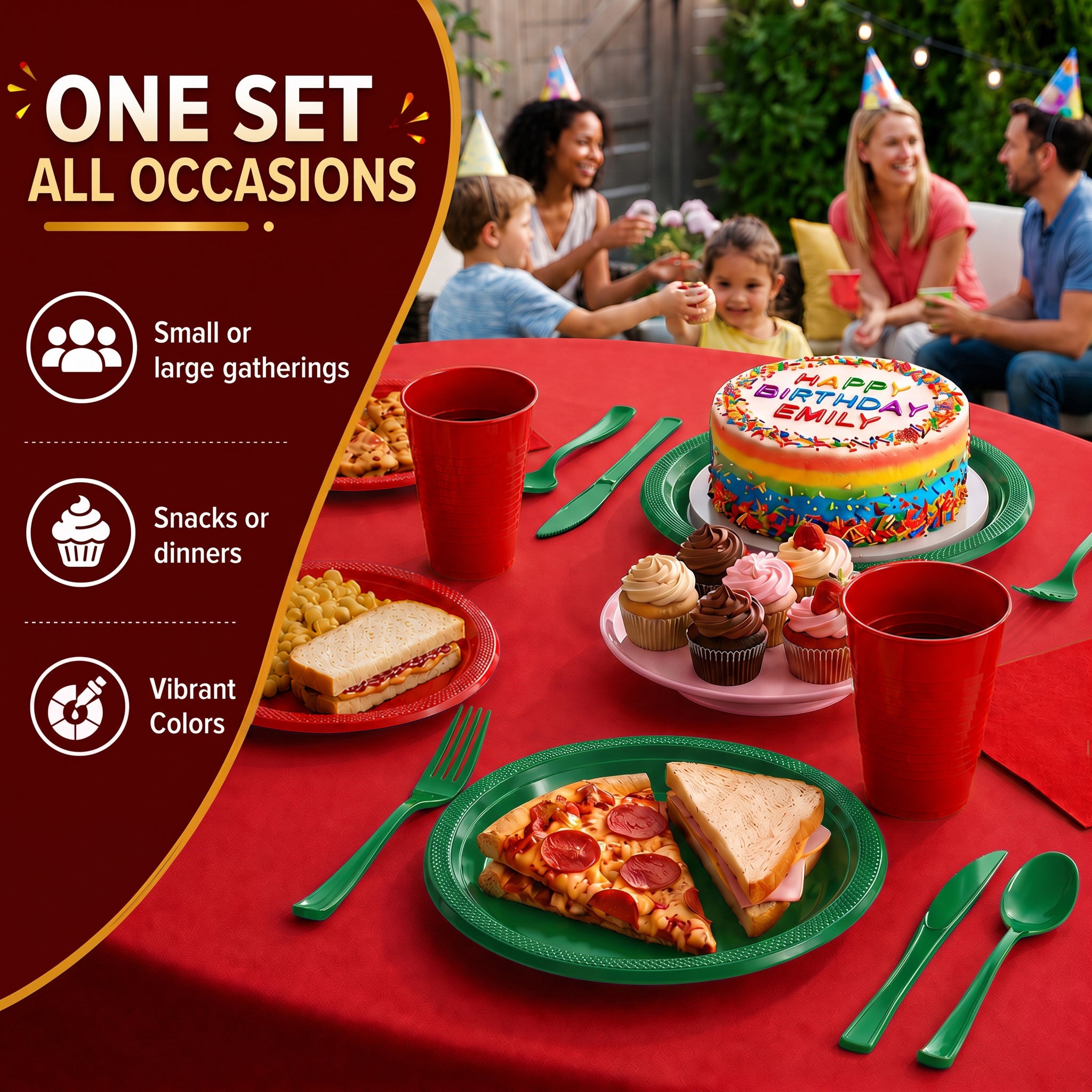 350 Pcs Holiday Disposable Tableware Set