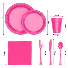 350 Pcs Cerise Plastic Disposable Tableware Set