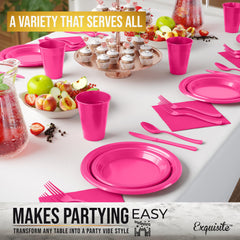 350 Pcs Cerise Plastic Disposable Tableware Set