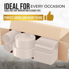 350 Pcs Ivory Plastic Disposable Tableware Set