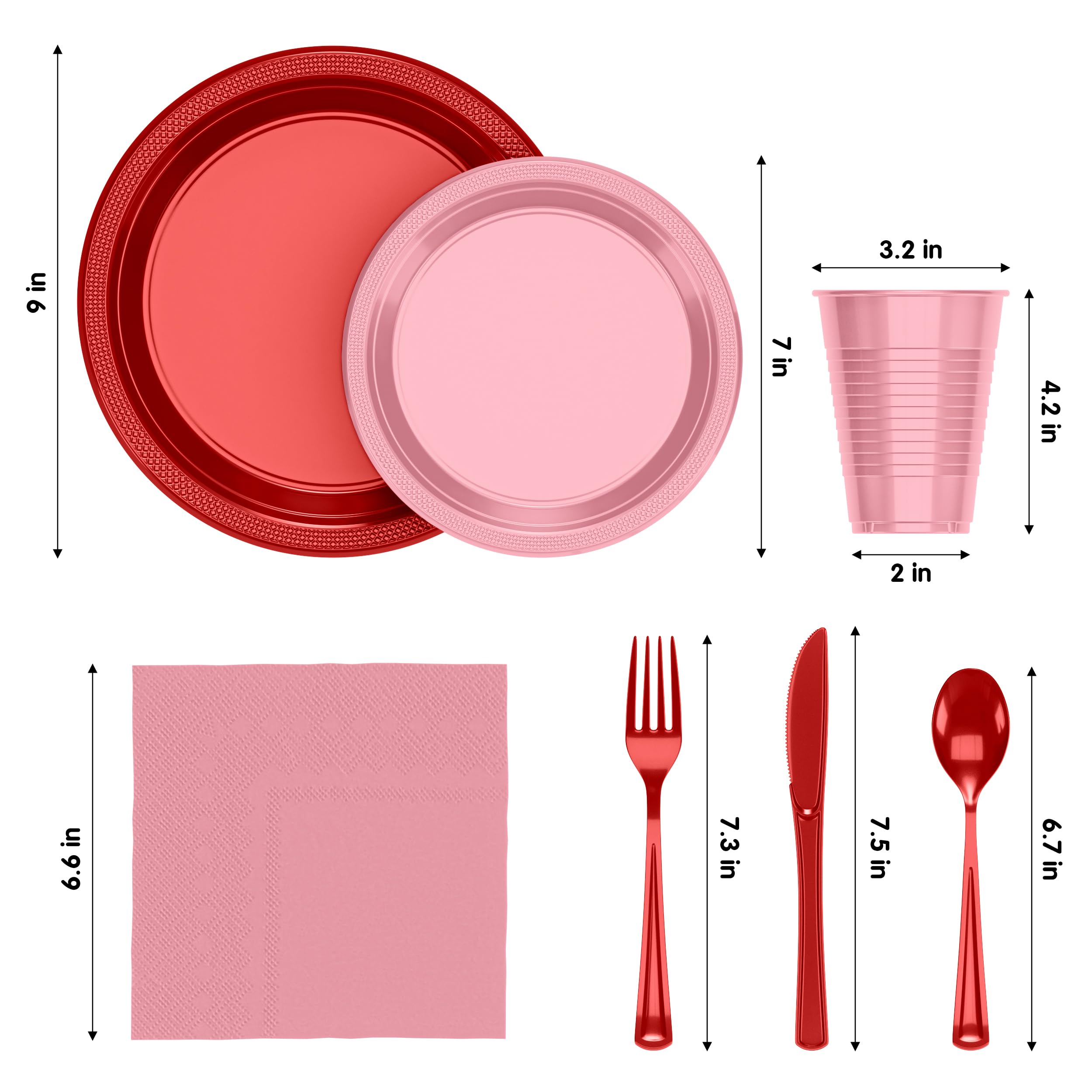 350 Pcs Valentines Day Plastic Disposable Tableware Set