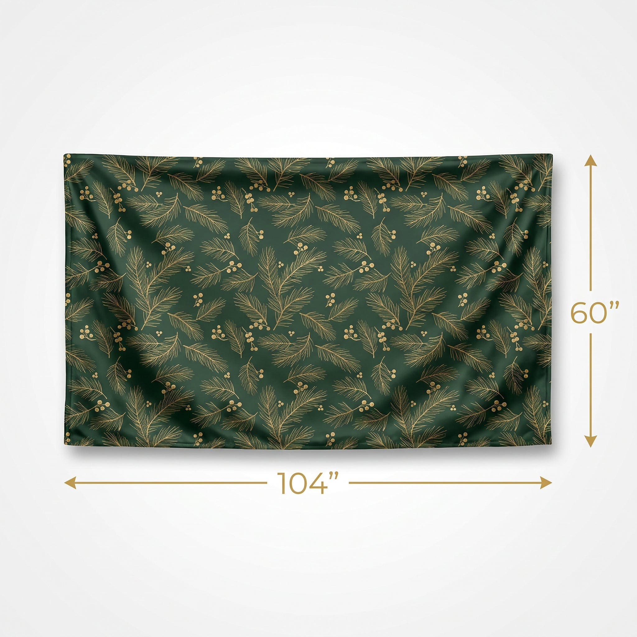 Christmas Traditional Gold Metallic Fabric Table Cover, 60" x 104"