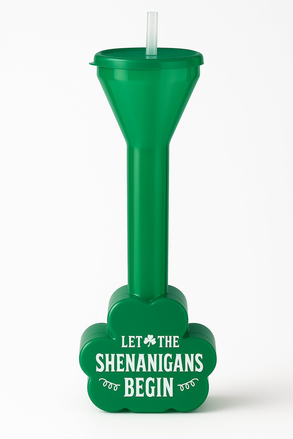 Shamrock Half-Yard Drink Glass with Straw - 36 oz, St. Patrick's Day Fun