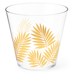 Key West 9oz Plastic Tumbler Cups with Metallic Gold Palm Leaf Design, 30-Pack