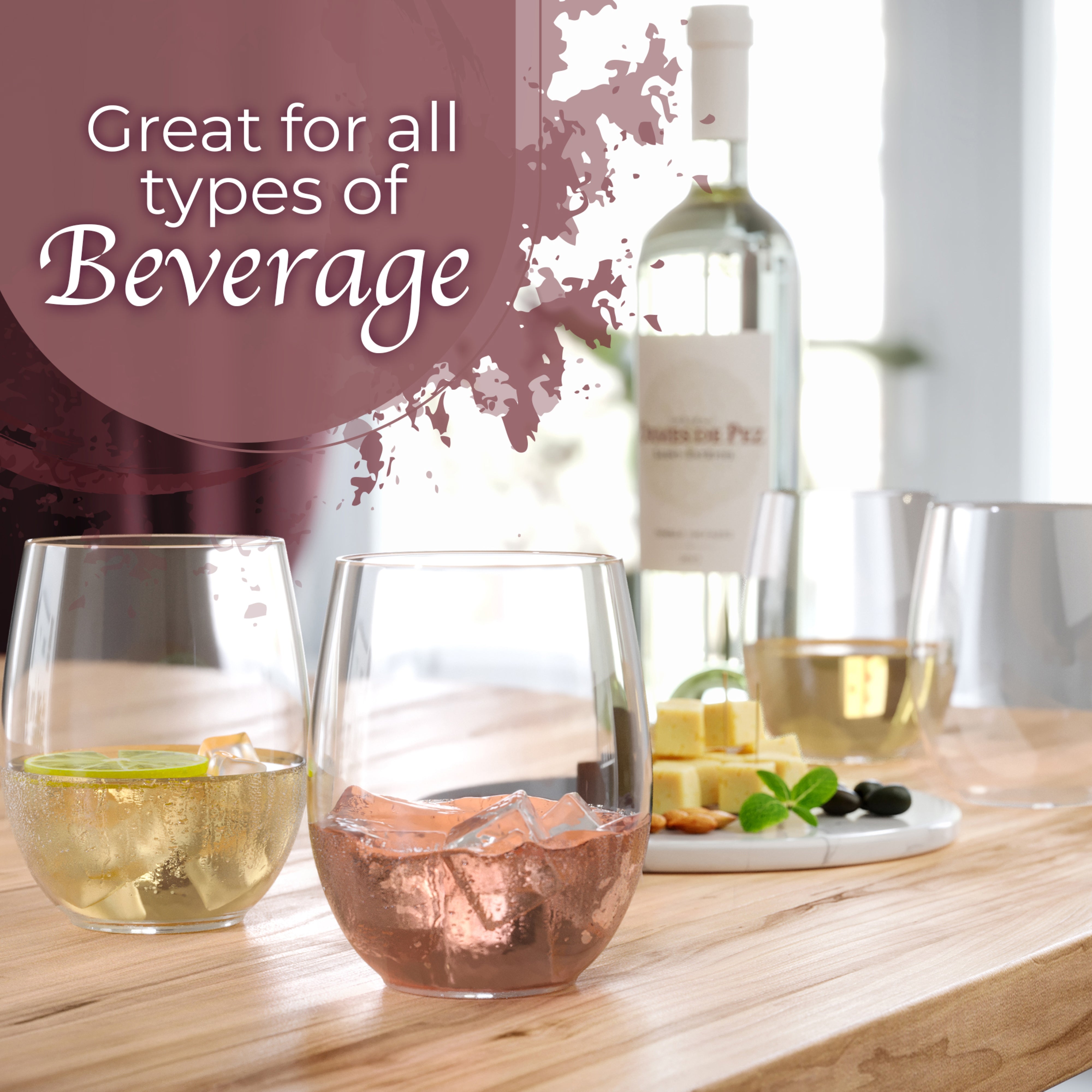 12 Oz. Stemless Wine Tumbler 24 Count | Clear