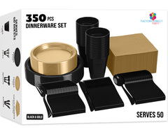 350 Pcs New Years Eve Disposable Tableware Set