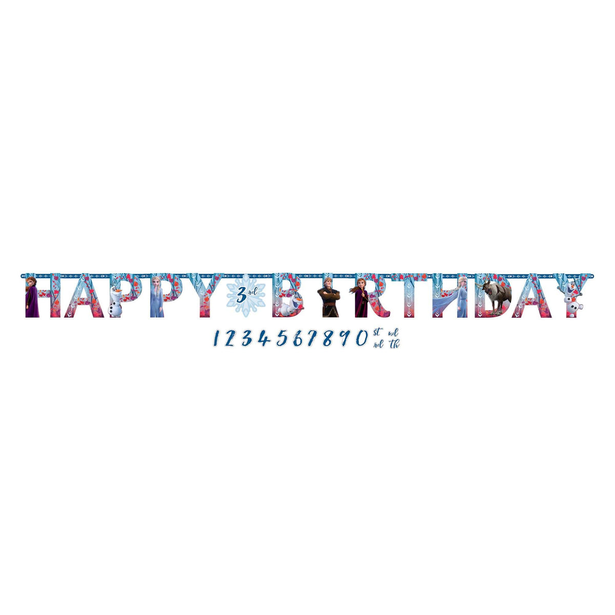 Disney Frozen 2 Customizable Birthday Banner with Anna, Elsa, and Olaf