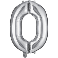 Silver Balloon Number 0 - Metallic Foil