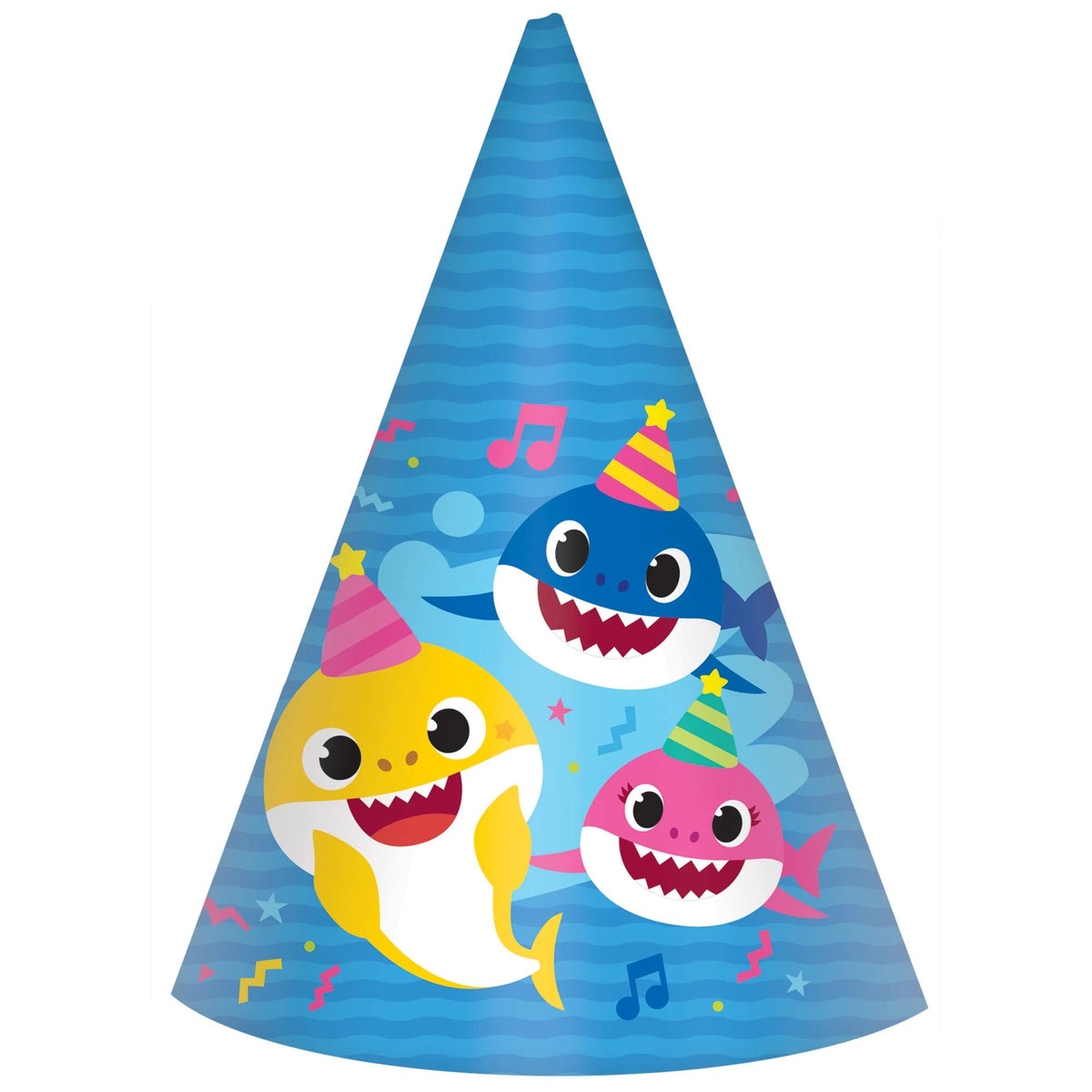Baby Shark Cone Party Hats - Pack of 8