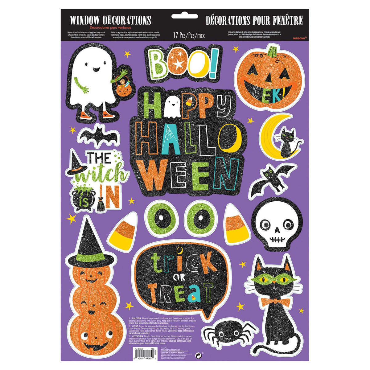 Glitter Halloween Friends Vinyl Window Decorations