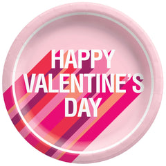 Retro Love Valentine's Day Paper Plates - 8.5"