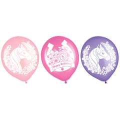 Saddle Up Western Theme Latex Balloons, Pink/Purple, 12-Inch, 6-Pack
