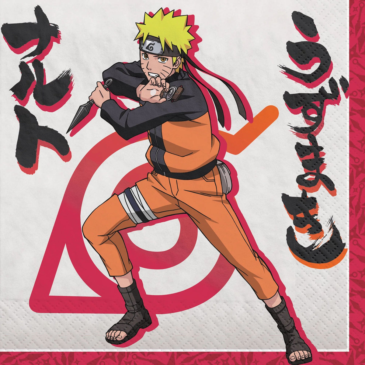 Naruto Anime Lunch Napkins - 6.5 In. x 6.5 In. - 16 Pack for Birthday Parties