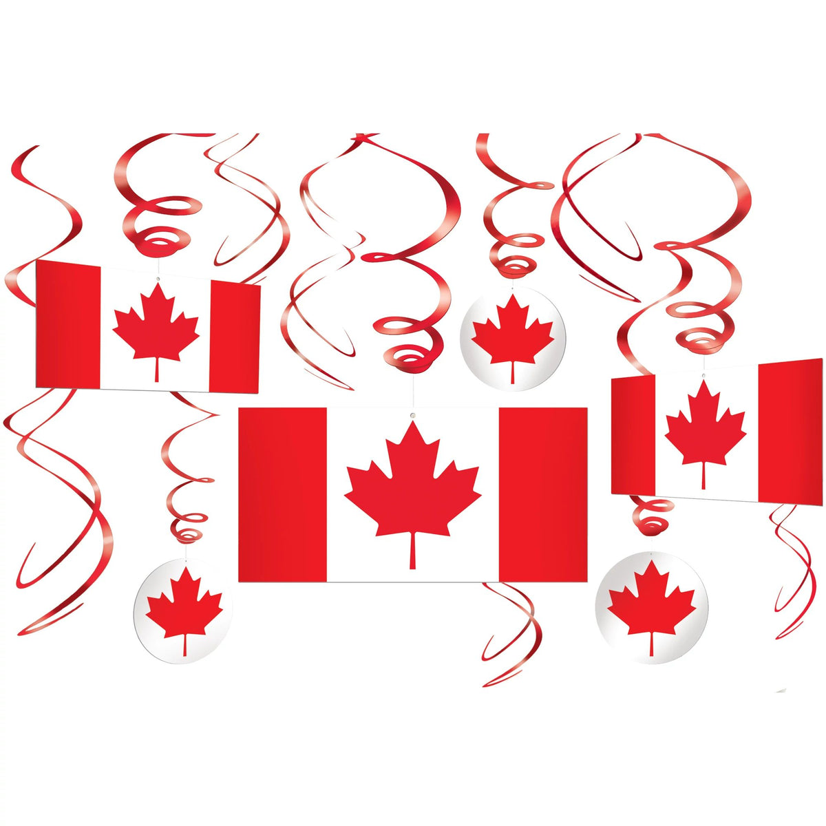 Canadian Pride Swirl Hanging Decorations - 12 Pack