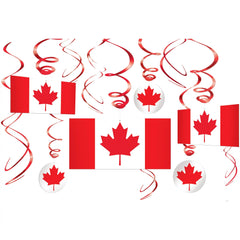 Canadian Pride Swirl Hanging Decorations - 12 Pack