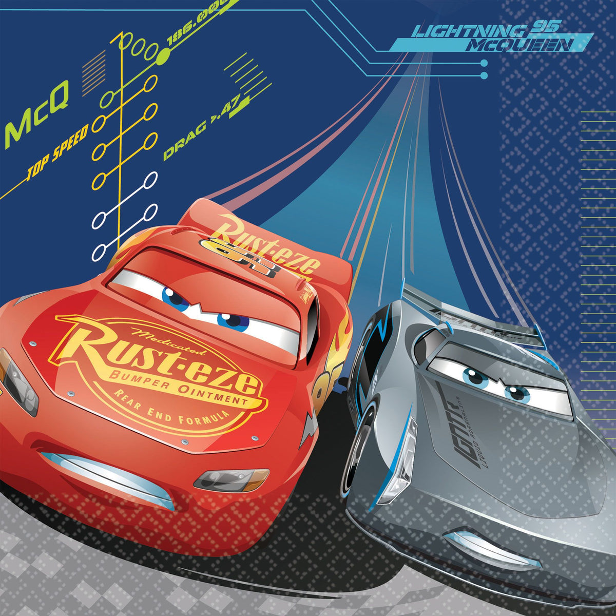 Disney Cars 3 Racing Adventure Lunch Napkins, 16-Pack