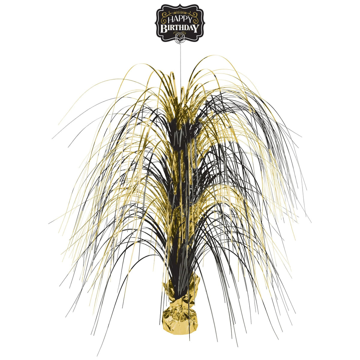 "Better with Age" Metallic Birthday Centerpiece Spray - Gold & Black, 30-Inch