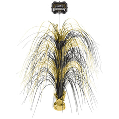 "Better with Age" Metallic Birthday Centerpiece Spray - Gold & Black, 30-Inch