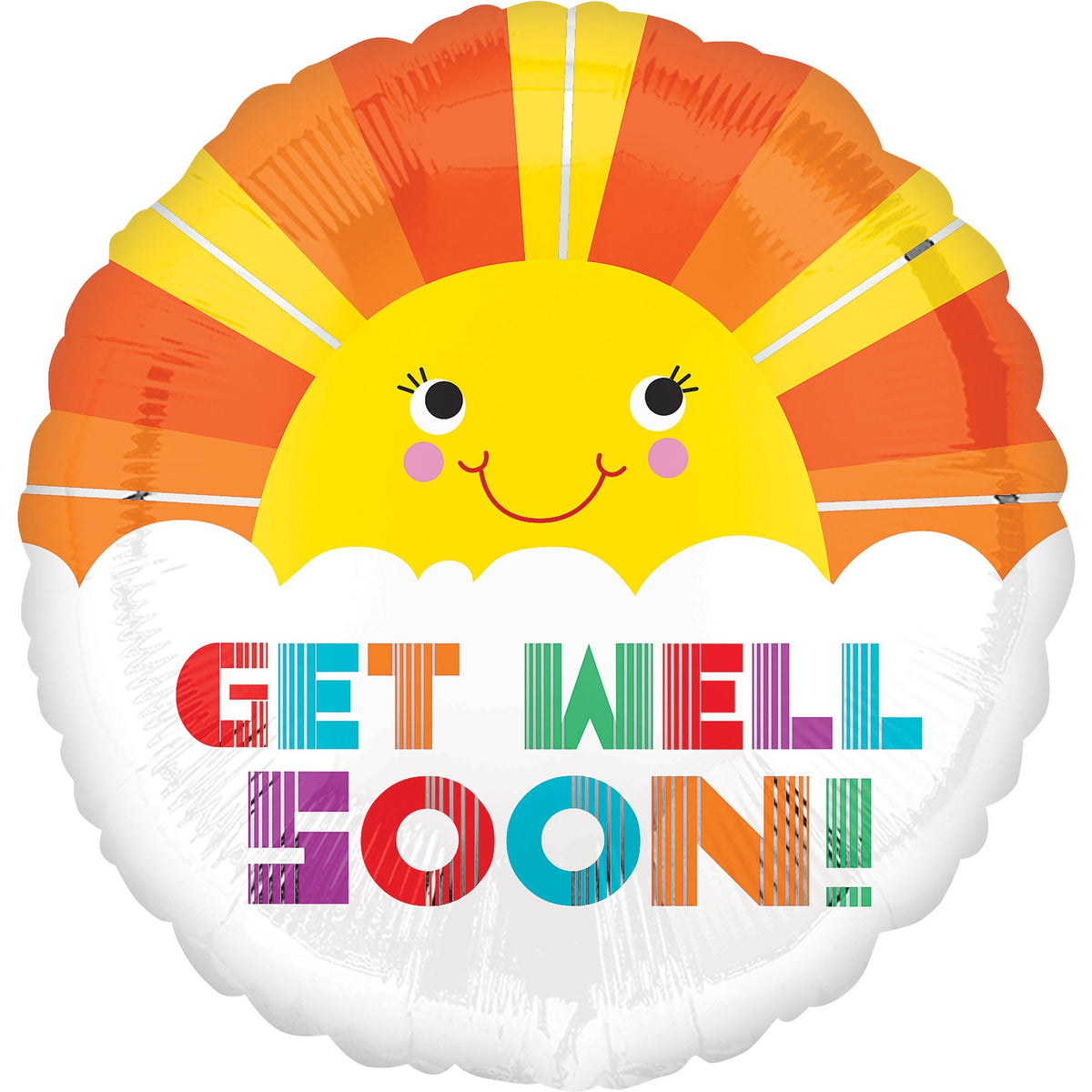 Get Well Soon Sunburst Foil Balloon - 18"