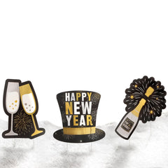 Festive Happy New Year Yard Sign Set 15" - 17.7"