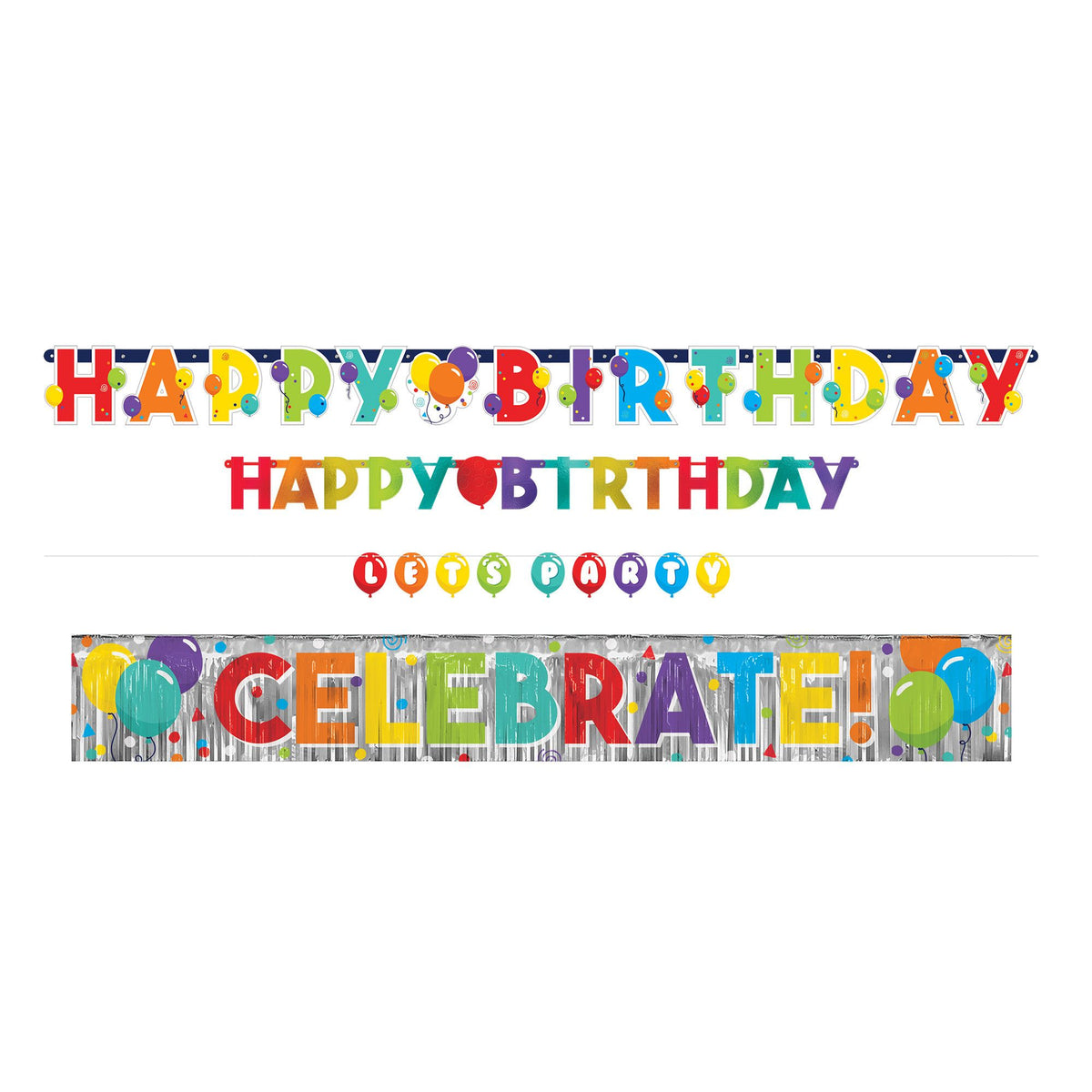 Colorful "Happy Birthday" Balloon Banner Set - 4 Pack