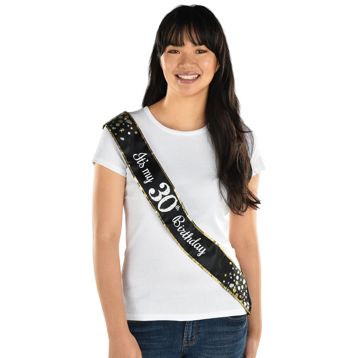 Black & Silver "It's My 30th Birthday" Sparkling Celebration Sash