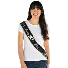 Black & Silver "It's My 30th Birthday" Sparkling Celebration Sash