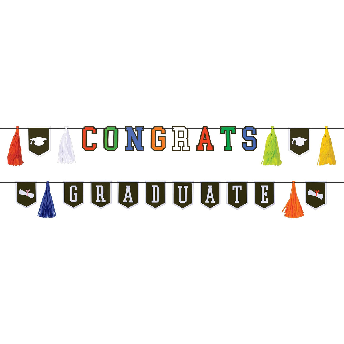 Congrats Grad Pennant Banner Kit, Multi-Coloured, 12 ft