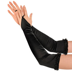 Black Satin Arm Warmers Costume Accessory for Adults - Halloween