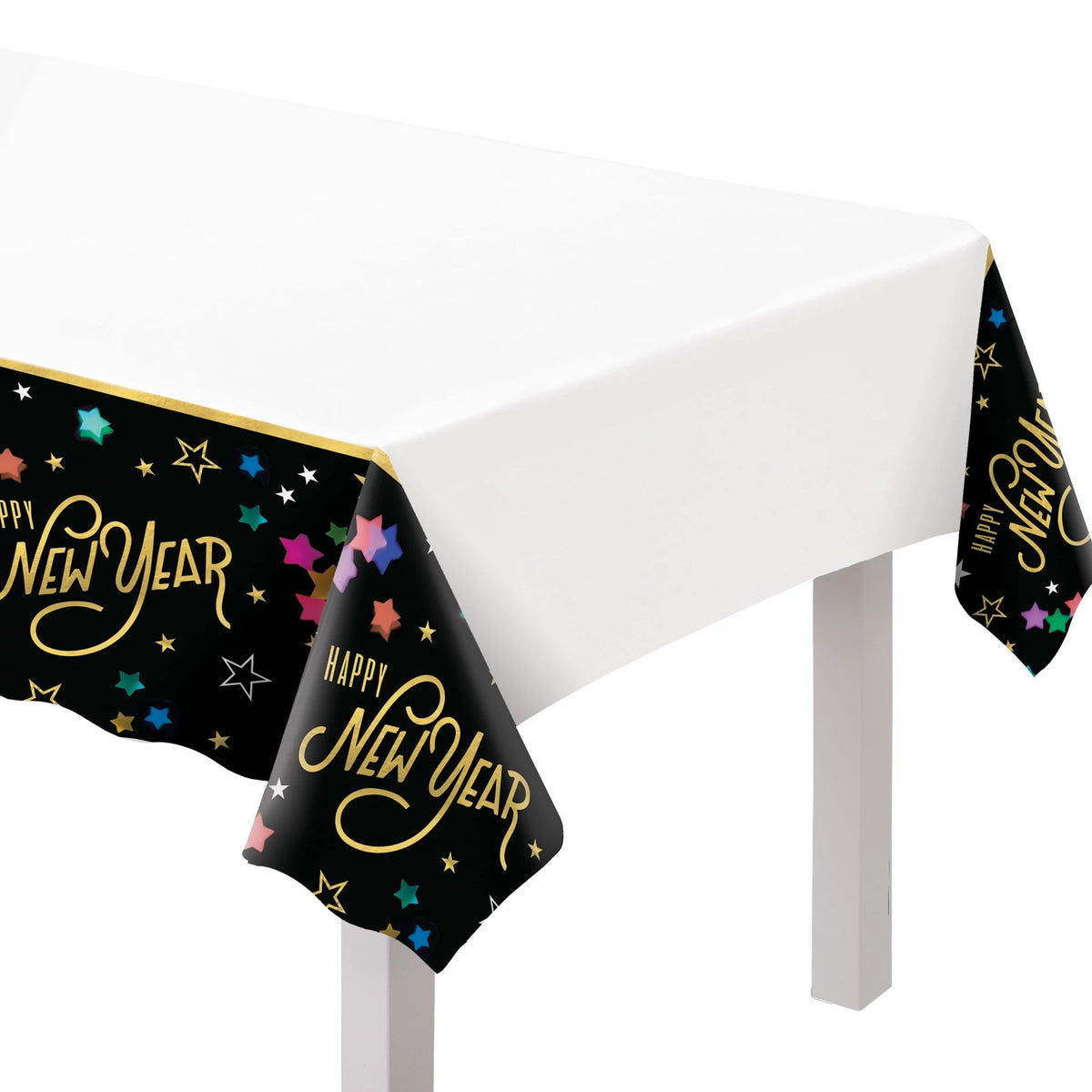 Starlight New Year's Eve Plastic Table Cover - 54x102 inches