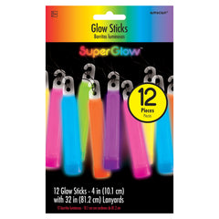 Multicoloured Glow Stick Necklaces - 12 Pack